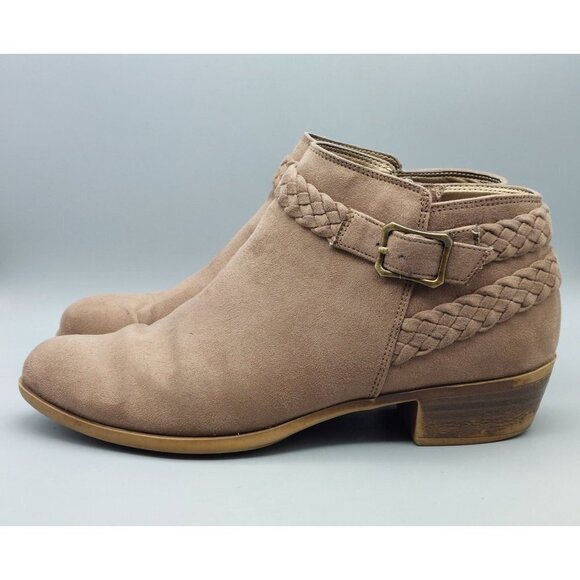 Life Stride Size 8.5M Side Zip Ankle Boots Block Heel Booties Brown Memory Foam - Picture 7 of 16